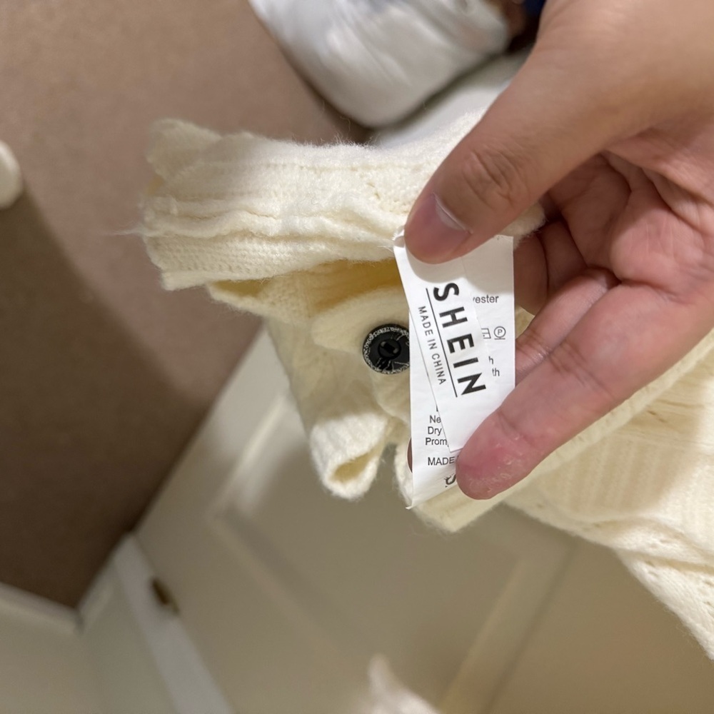 SHEIN Cream Knit Cardigan with Buttons - Picture 6 of 9